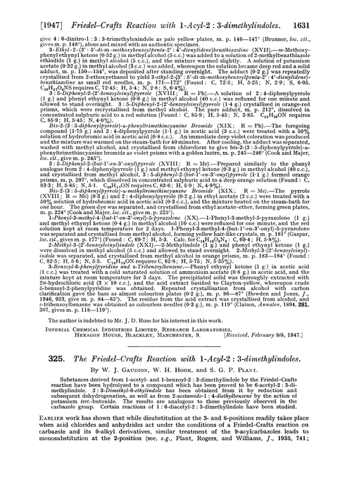 325. The Friedel–Crafts reaction with 1-acyl-2 : 3-dimethylindoles