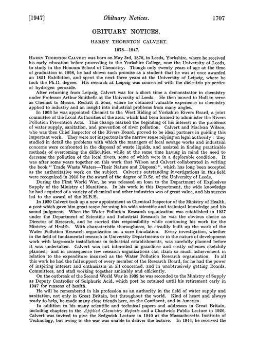 Obituary notices: Harry Thornton Calvert, 1878–1947; Richard Cayley Giffard Moggridge, 1915–1946