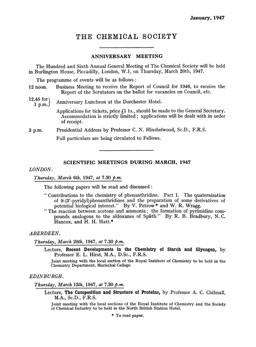 Proceedings of the Chemical Society