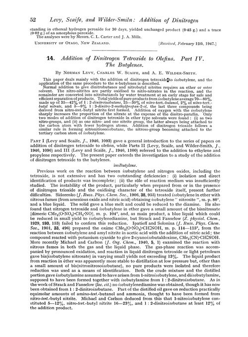 14. Addition of dinitrogen tetroxide to olefins. Part IV. The butylenes