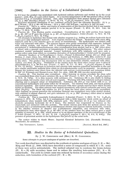 22. Studies in the series of 4-substituted quinolines