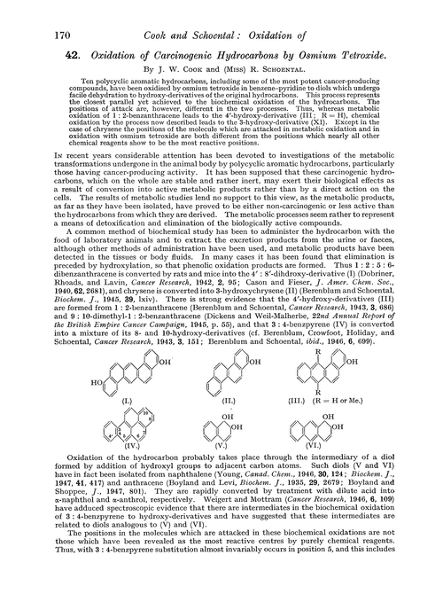 42. Oxidation of carcinogenic hydrocarbons by osmium tetroxide