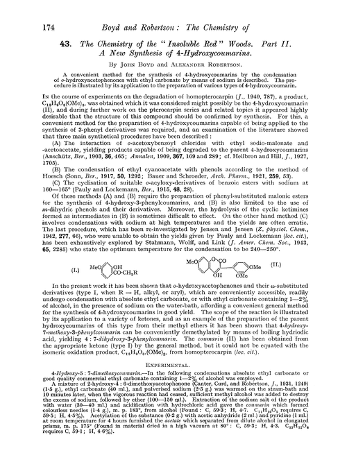 43. The chemistry of the “insoluble red” woods. Part II. A new synthesis of 4-hydroxycoumarins