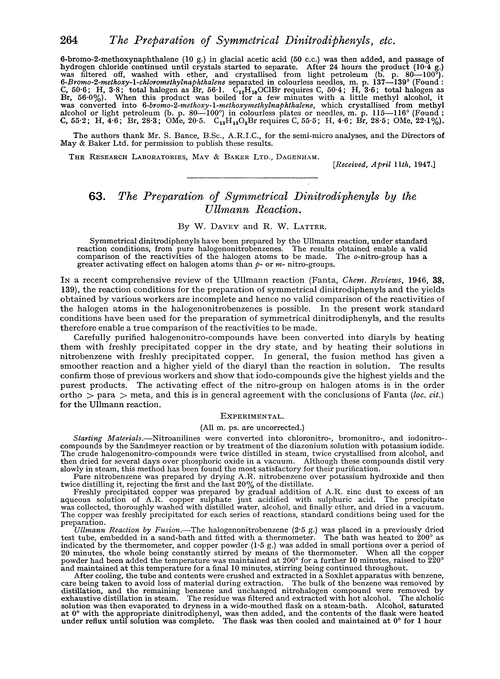 63. The preparation of symmetrical dinitrodiphenyls by the Ullmann reaction