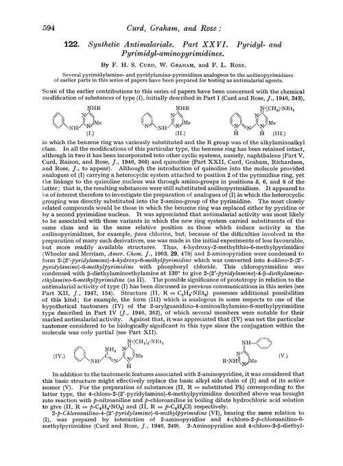 122. Synthetic antimalarials. Part XXVI. Pyridyl- and pyrimidyl-aminopyrimidines