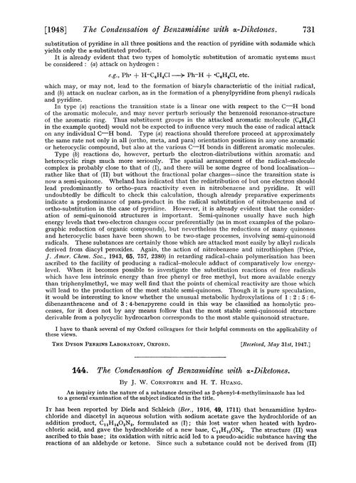 144. The condensation of benzamidine with α-diketones