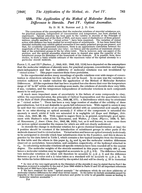 158. The application of the method of molecular rotation differences to steroids. Part IV. Optical anomalies