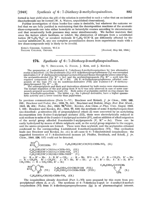 174. Synthesis of 6 : 7-diethoxy-3-methylisoquinolines
