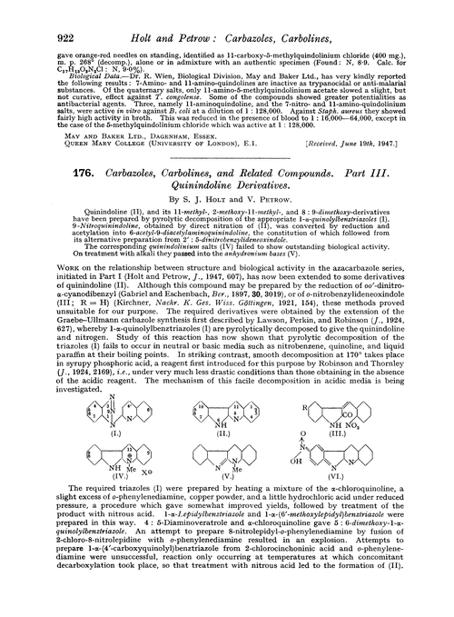 176. Carbazoles, carbolines, and related compounds. Part III. Quinindoline derivatives