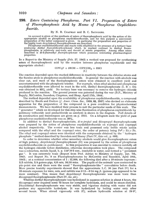 198. Esters containing phosphorus. Part VI. Preparation of esters of fluorophosphonic acid by means of phosphorus oxydichlorofluoride