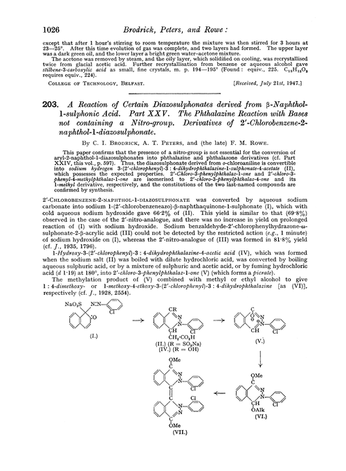 203. A reaction of certain diazosulphonates derived from β-naphthol-1-sulphonic acid. Part XXV. The phthalazine reaction with bases not containing a nitro-group. Derivatives of 2′-chlorobenzene-2-naphthol-1-diazosulphonate