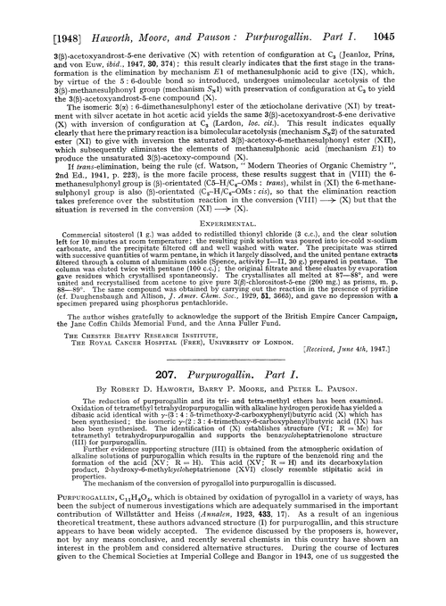 207. Purpurogallin. Part I