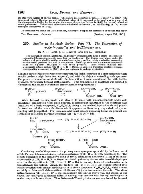 250. Studies in the azole series. Part VI. The interaction of α-amino-nitriles and isothiocyanates