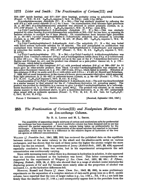 253. The fractionation of cerium(III) and neodymium mixtures on an ion-exchange column