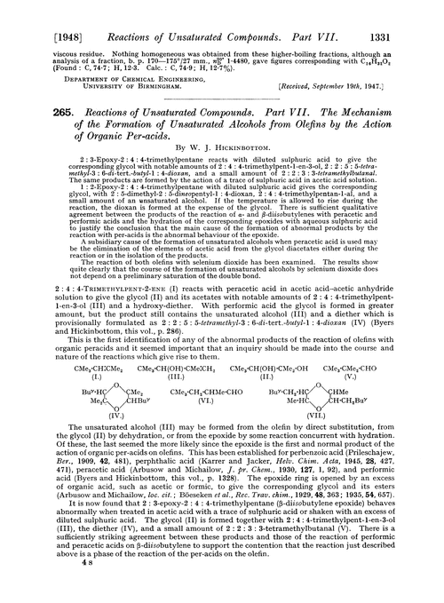 265. Reactions of unsaturated compounds. Part VII. The mechanism of the formation of unsaturated alcohols from olefins by the action of organic per-acids