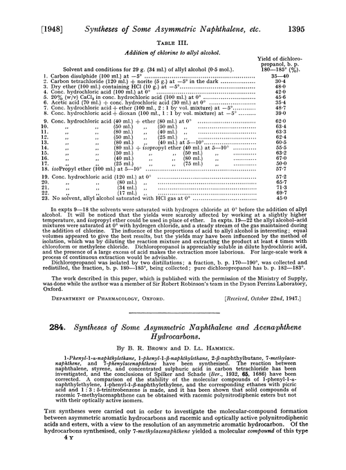 284. Syntheses of some asymmetric naphthalene and acenaphthene hydrocarbons