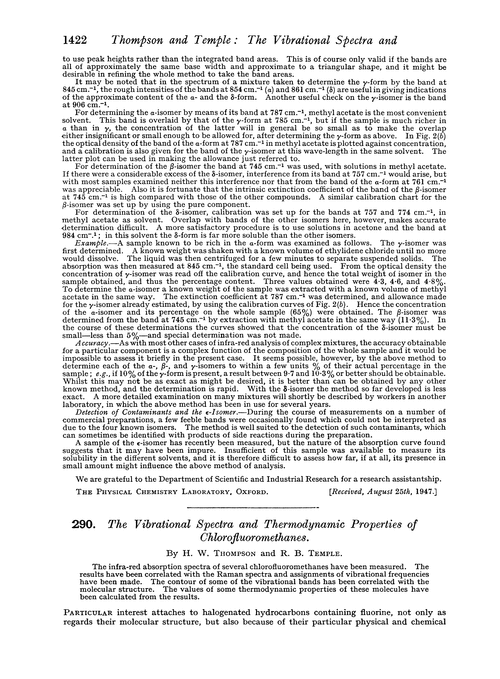 290. The vibrational spectra and thermodynamic properties of chlorofluoromethanes