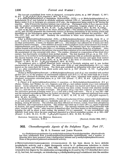 302. Chemotherapeutic agents of the sulphone type. Part IV