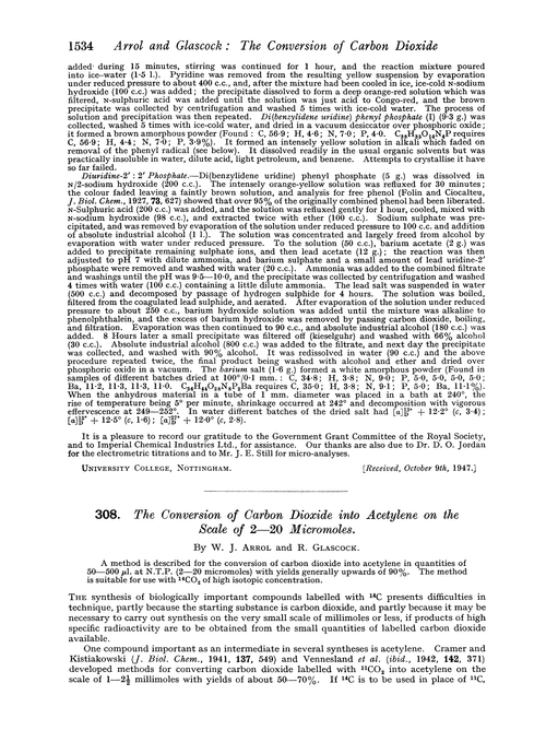 308. The conversion of carbon dioxide into acetylene on the scale of 2—20 micromoles
