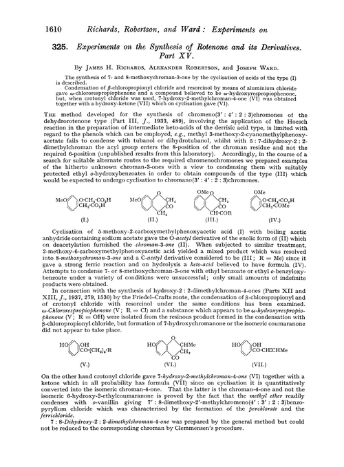 325. Experiments on the synthesis of rotenone and its derivatives. Part XV