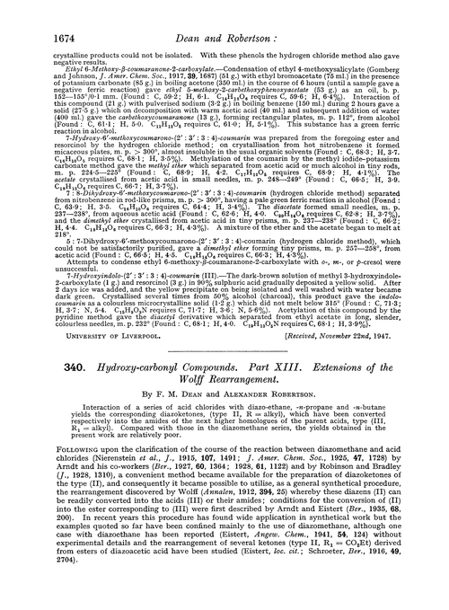 340. Hydroxy-carbonyl compounds. Part XIII. Extensions of the Wolff rearrangement