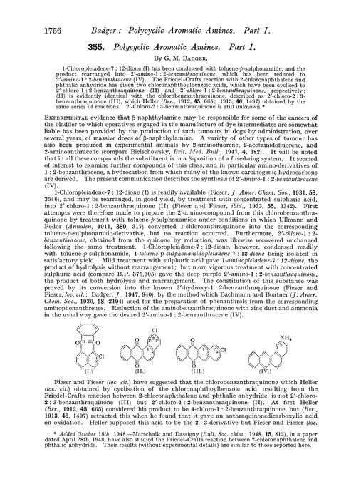 355. Polycyclic aromatic amines. Part I
