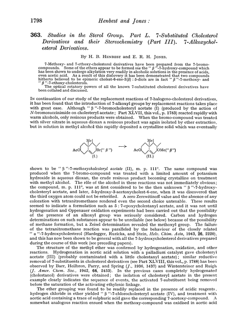 363. Studies in the sterol group. Part L. 7-substituted cholesterol derivatives and their stereochemistry (part III). 7-alkoxycholesterol derivatives