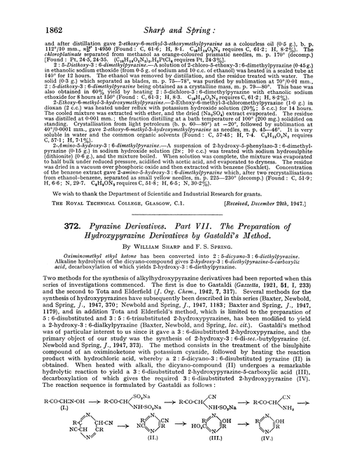 372. Pyrazine derivatives. Part VII. The preparation of hydroxypyrazine derivatives by Gastaldi's method