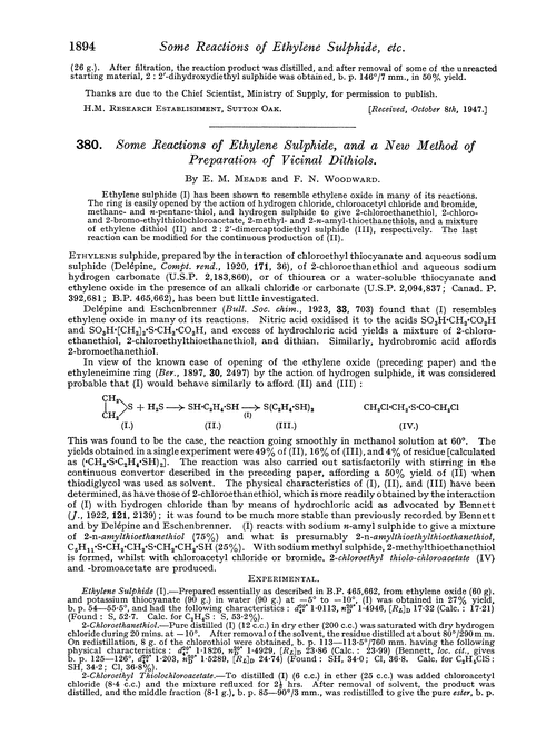 380. Some reactions of ethylene sulphide, and a new method of preparation of vicinal dithiols