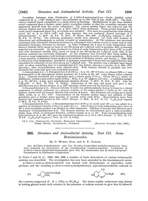 385. Structure and antimalarial activity. Part III. Some benziminazoles