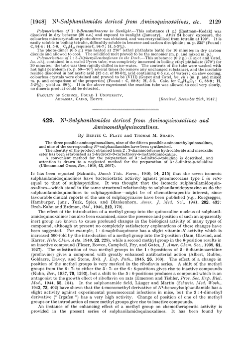 429. N1-sulphanilamides derived from aminoquinoxalines and aminomethylquinoxalines