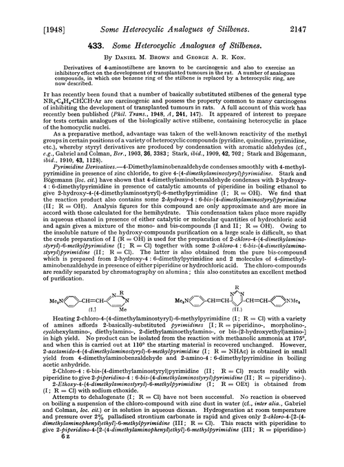 433. Some heterocyclic analogues of stilbenes