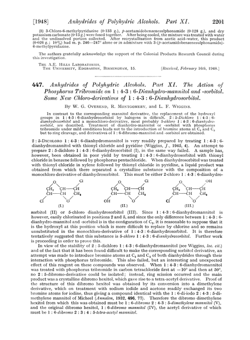447. Anhydrides of polyhydric alcohols. Part XI. The action of phosphorus tribromide on 1 : 4-3 : 6-dianhydro-mannitol and -sorbitol. some new chloro-derivatives of 1 : 4-3 : 6-dianhydrosorbitol