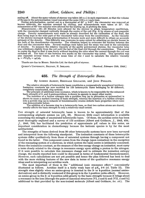 455. The strength of heterocyclic bases