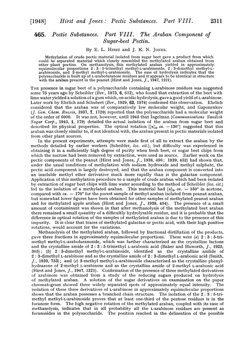 465. Pectic substances. Part VIII. The araban component of sugar-beet pectin