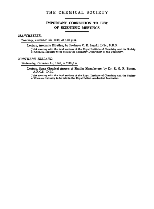 Important correction to List of Scientific Meetings