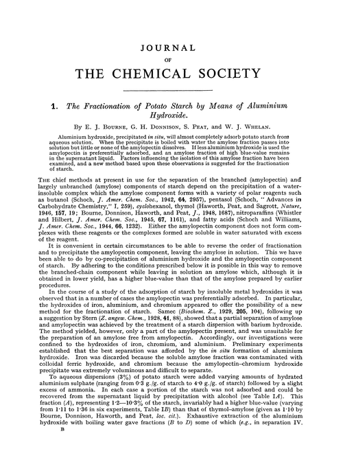 1. The fractionation of potato starch by means of aluminium hydroxide