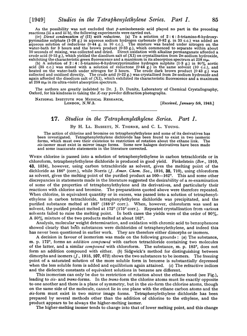 17. Studies in the tetraphenylethylene series. Part I