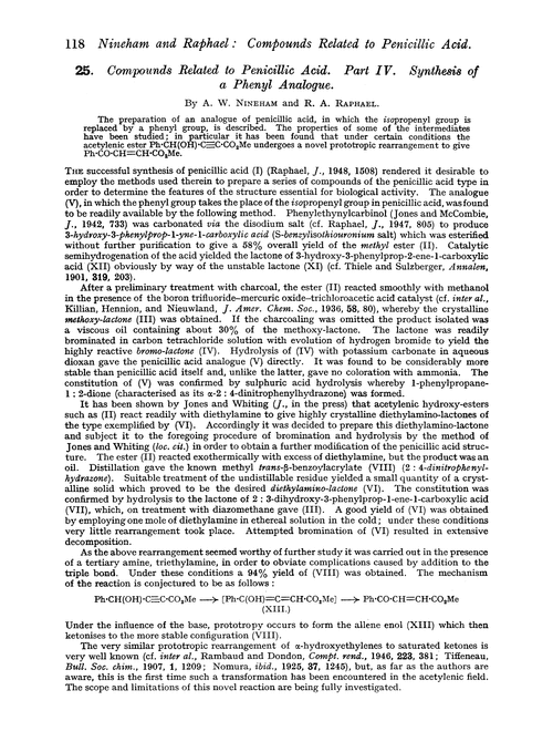 25. Compounds related to penicillic acid. Part IV. Synthesis of a phenyl analogue