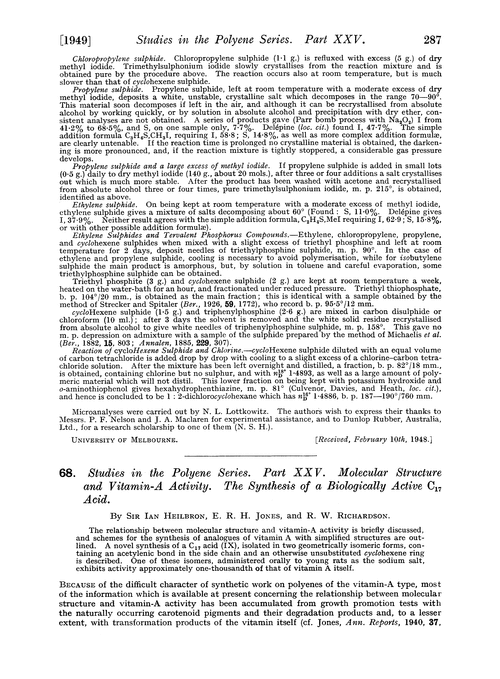 68. Studies in the polyene series. Part XXV. Molecular structure and vitamin-A activity. The synthesis of a biologically active C17 acid