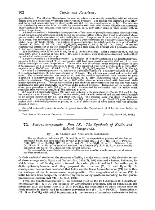 72. Furano-compounds. Part IX. The synthesis of kellin and related compounds