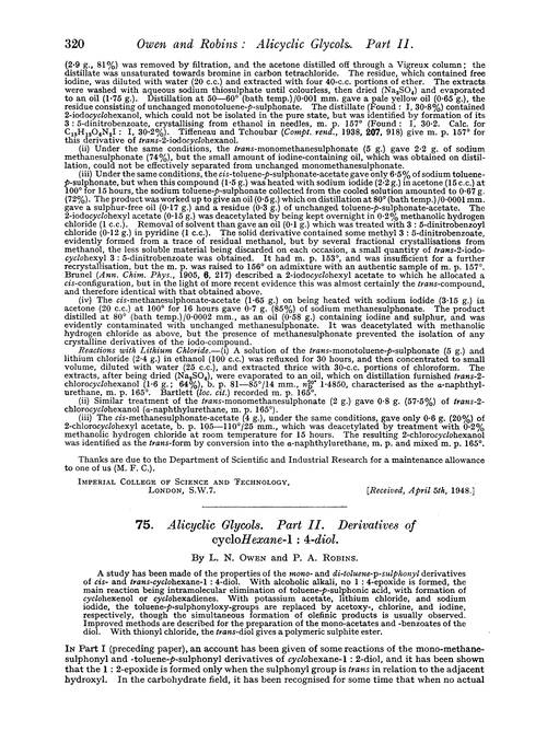 75. Alicyclic glycols. Part II. Derivatives of cyclohexane-1 : 4-diol