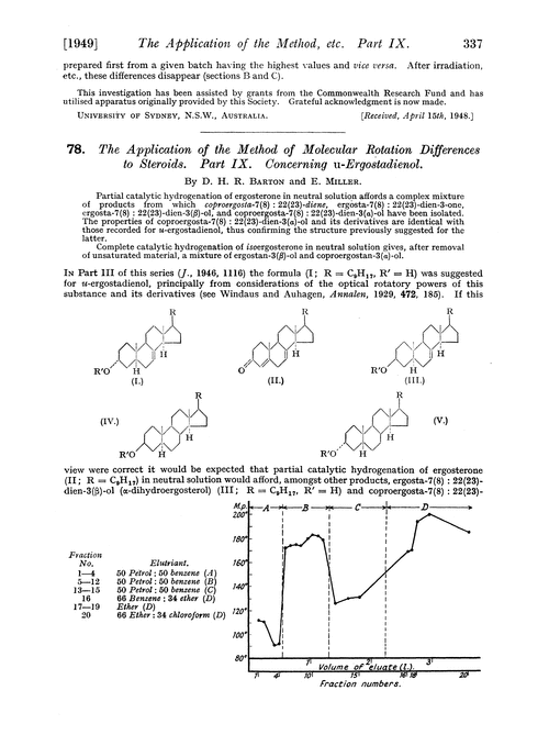 78. The application of the method of molecular rotation differences to steroids. Part IX. Concerning u-ergostadienol