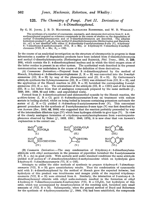 121. The chemistry of fungi. Part II. Derivatives of 3 : 4-dimethoxyphenol