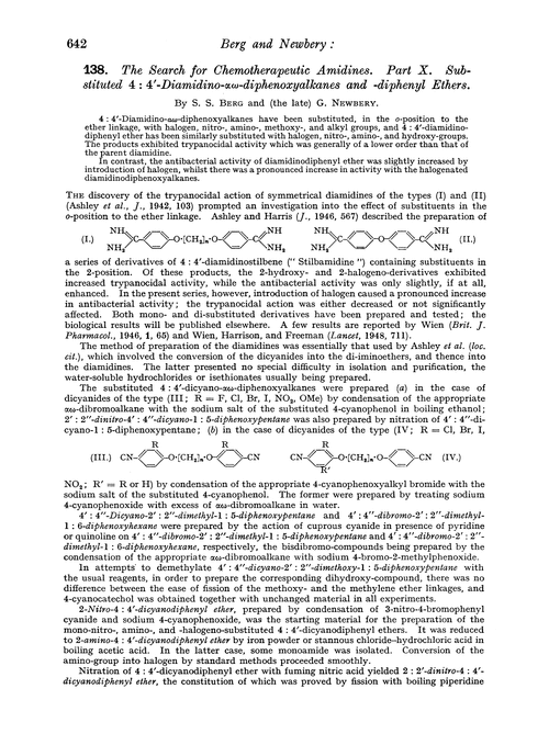 138. The search for chemotherapeutic amidines. Part X. Substituted 4 : 4′-diamidino-αω-diphenoxyalkanes and -diphenyl ethers