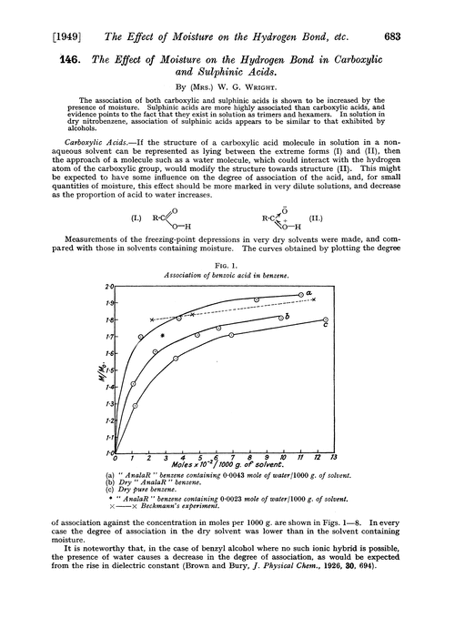 146. The effect of moisture on the hydrogen bond in carboxylic and sulphinic acids