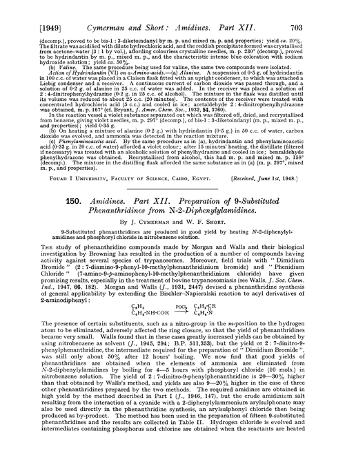 150. Amidines. Part XII. Preparation of 9-substituted phenanthridines from N-2-diphenylylamidines