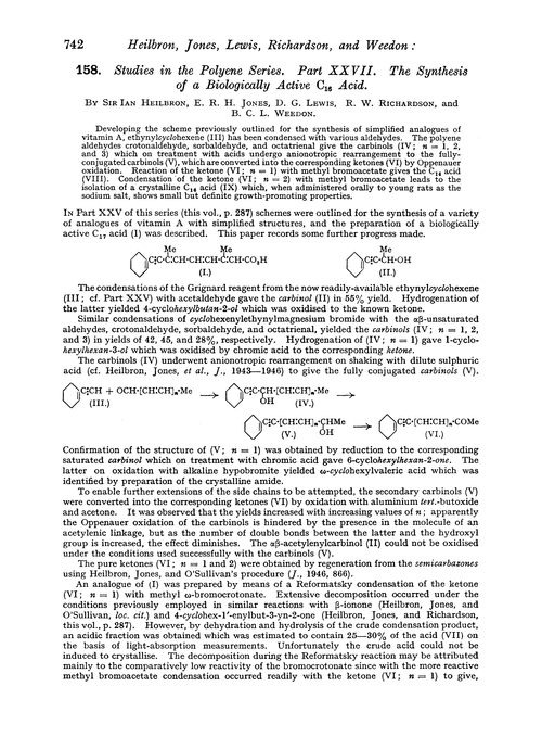 158. Studies in the polyene series. Part XXVII. The synthesis of a biologically active C16 acid