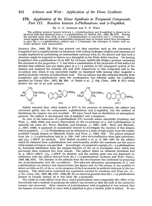 175. Application of the diene synthesis to terpenoid compounds. Part III. Reaction between β-phellandrene and β-naphthol
