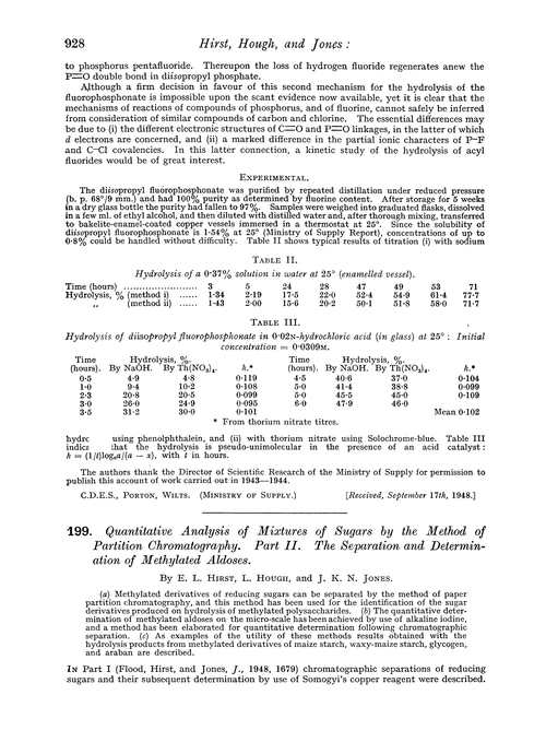 199. Quantitative analysis of mixtures of sugars by the method of partition chromatography. Part II. The separation and determination of methylated aldoses